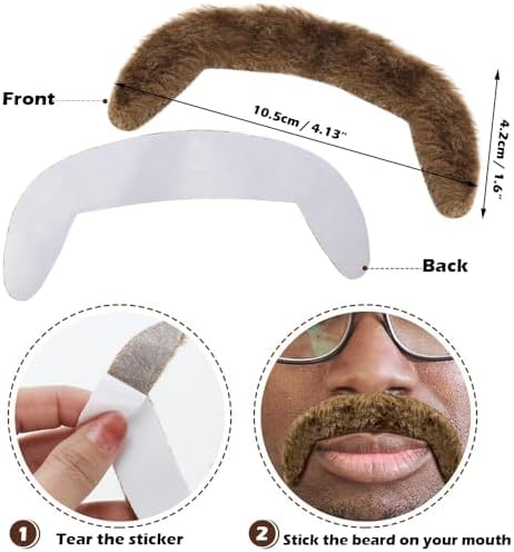 4PCS Self-Adhesive Fake Mustache for 60s 70s Costume