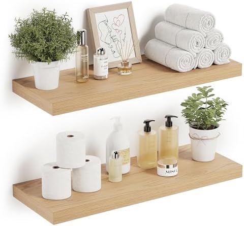 Vivelove Long Floating Shelves Set of 2 with Invisible Brackets