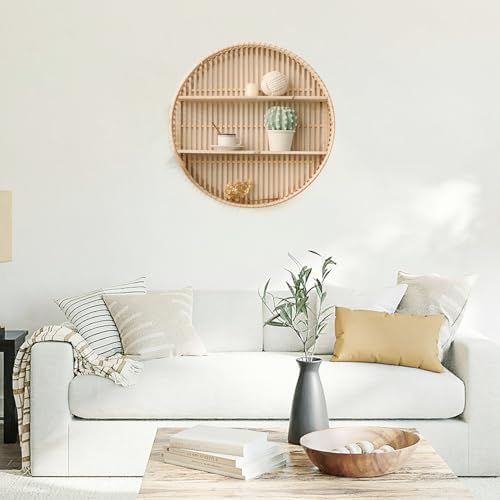 3 Tier Rattan Wall Shelf Boho Farmhouse Decor