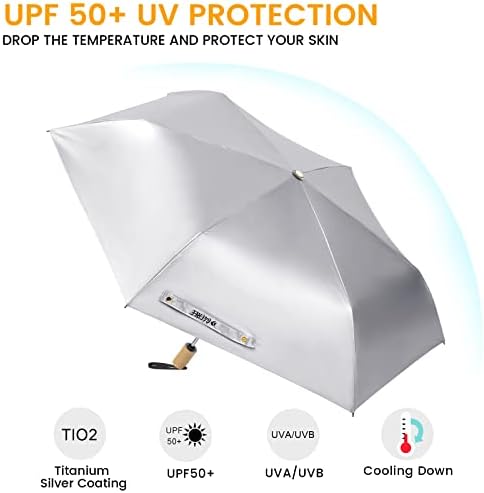 G4Free UV Protection Travel Umbrella with Wooden Handle