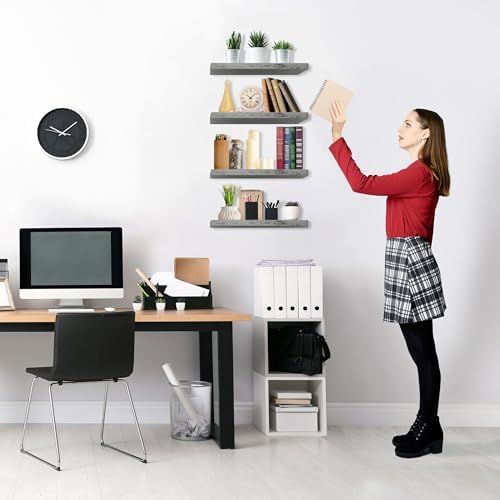 Sorbus Floating Shelves 4 Pack 16 Grey Wall Mount Storage