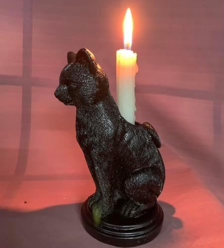 Dark Gothic Candlestick Holder - Raven Cat Wolf Halloween Decor