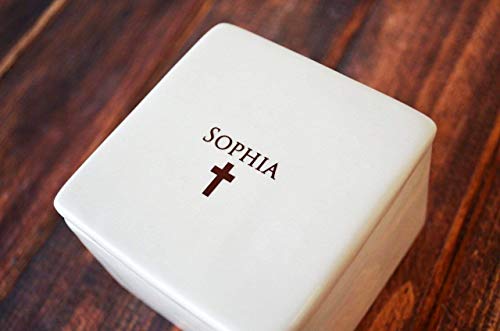 Personalized Deep Square Keepsake Box for Baptism or First Communion