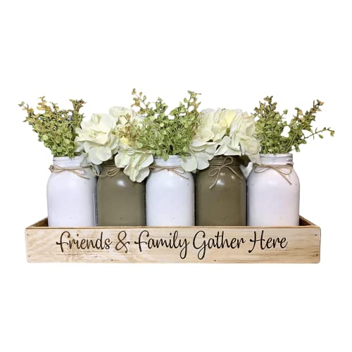 Wood Tray Engraved with 5 Painted Quart or Pint Jars