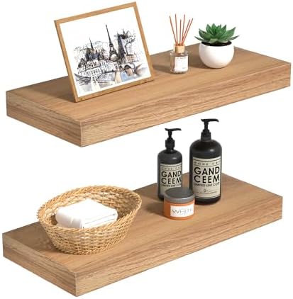 INHABIT UNION 157in Oak Floating Wall Shelves