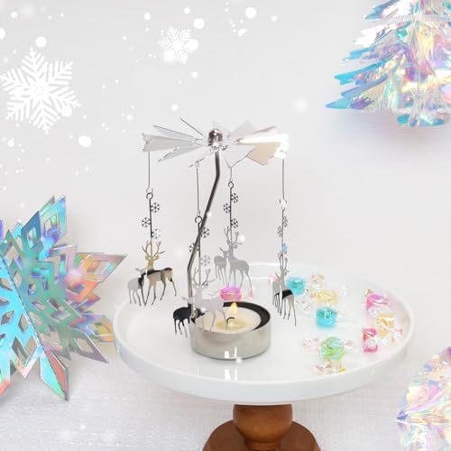 Heliltd 2pcs Spinning Christmas Candle Holder 1