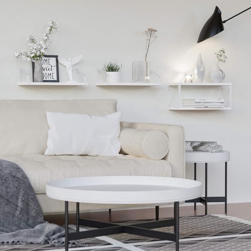 RICHER HOUSE Floating White Bathroom Shelves Over Toilet