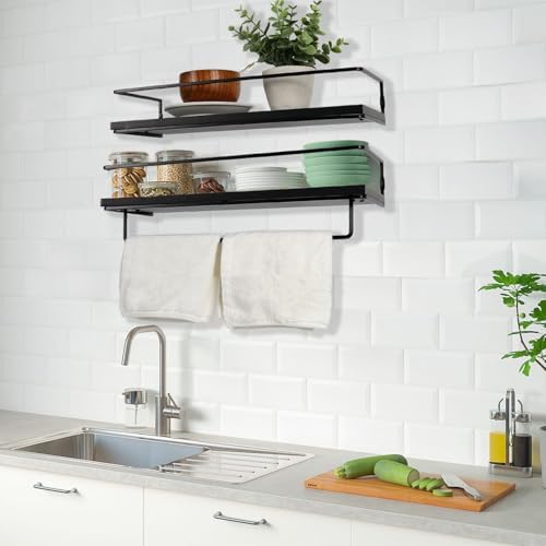 Modern Floating Shelf Set with Towel Rack for Bathroom Storage