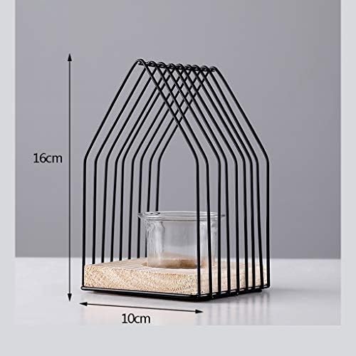 Black Wrought Iron Candlestick Holder with Geometric Design
