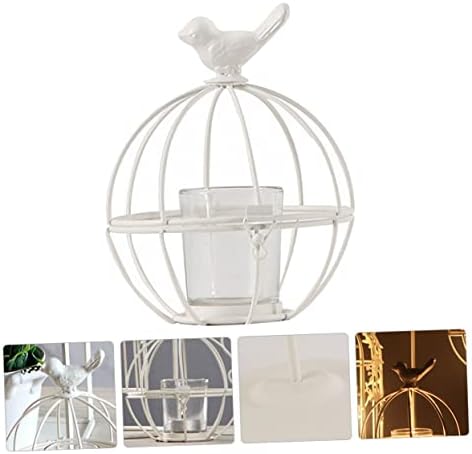 ABOOFAN Iron Candlestick Holder with Glass Bowl