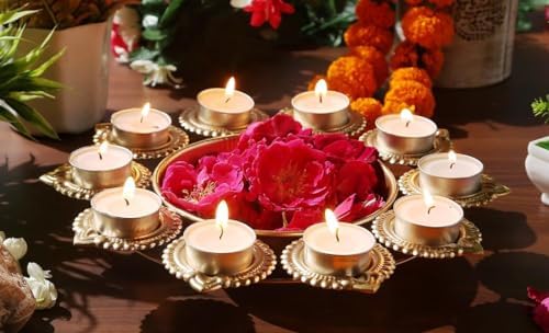 Ayurveda Copper Traditional Diya Urli Tealight Holder 12 Inches