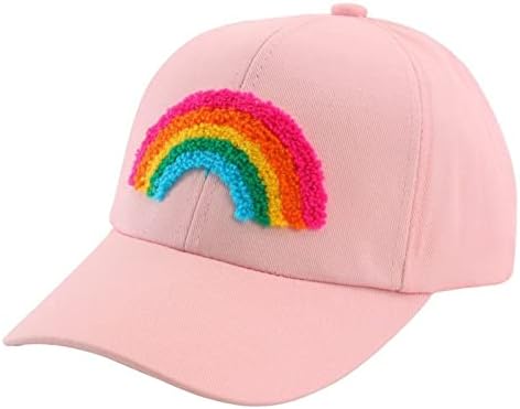 Julerwoo Kids Girls Pink Baseball Cap with Unicorn Rainbow Embroidery