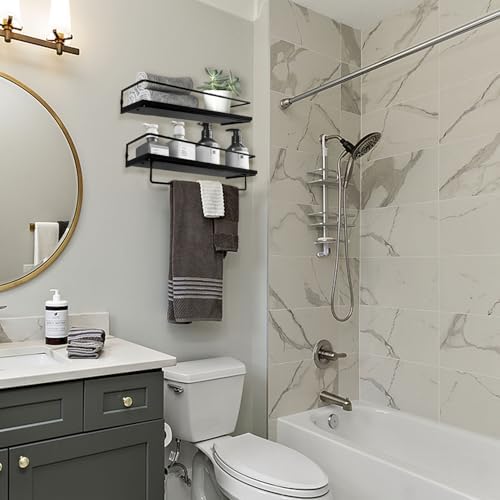 Modern Floating Shelf Set with Towel Rack for Bathroom Storage
