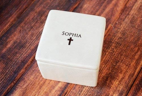 Personalized Deep Square Keepsake Box for Baptism or First Communion