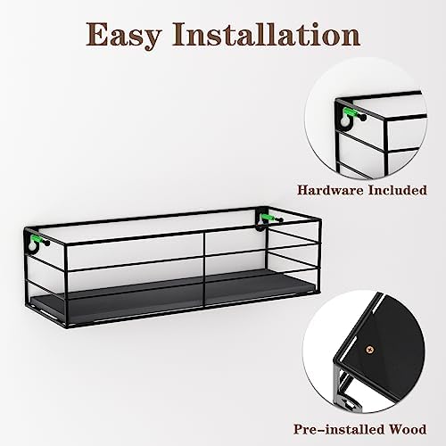 CRUGLA Wall Mounted Floating Shelves Set of 5 Black