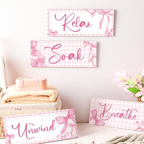Yousoontic 4Pcs Pink Bow Wall Decor Set
