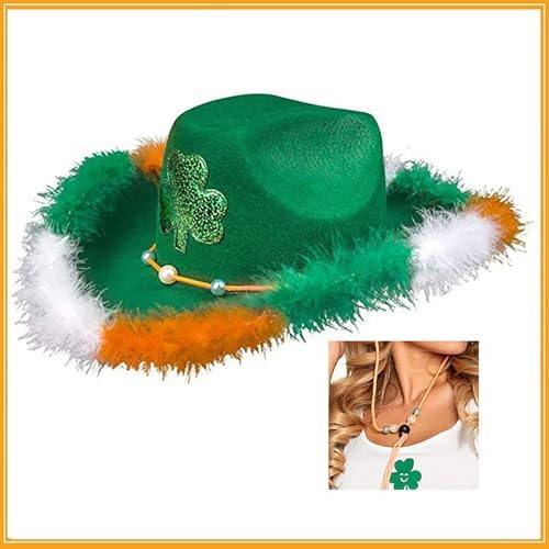 St Patricks Day Cowboy Hat Green Wide Brimmed 1