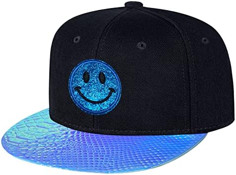 Snapback Hats for Men Skull Embroidery Adjustable Solid Flat Bill Hat