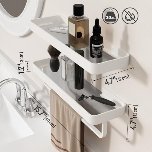Danpoo 16-Inch Floating Bathroom Shelves with Towel Bar
