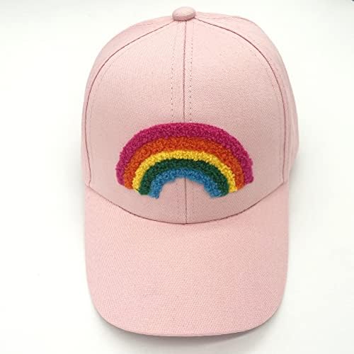 Julerwoo Kids Girls Pink Baseball Cap with Unicorn Rainbow Embroidery