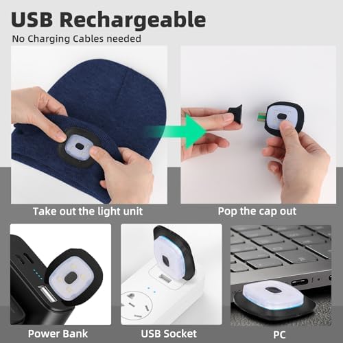 Biuonk Unisex LED Beanie with Light