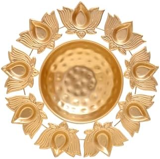 Handcrafted Brass Lotus Diya Urli 12 Inch Decorative Bowl