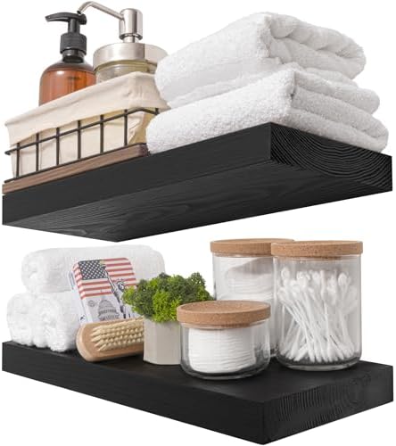 BAOBAB WORKSHOP Floating Shelves Set of 2 - Black Natural Wood
