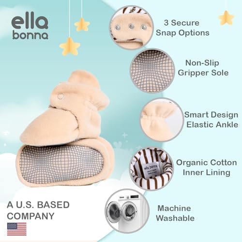 Ella Bonna Fleece Baby Booties with 3-Level Snaps