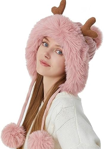 FCLEIH Plush Knit Hat for Winter Men Women Kids