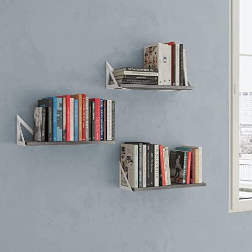 Wallniture Minori Gray Floating Shelves Set of 3 1