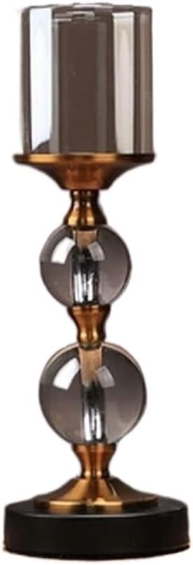 Elegant Metal Candlestick Holder with Glass Cover