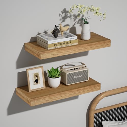 INHABIT UNION 157in Oak Floating Wall Shelves