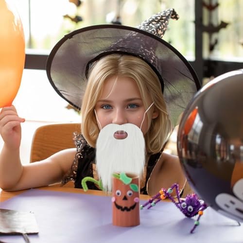 6 Pcs Wizard Beard Halloween Costume Accessories with Adjustable Elastic Rope