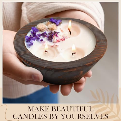10 Pcs Dark Brown Wooden Dough Bowls for Candle Making