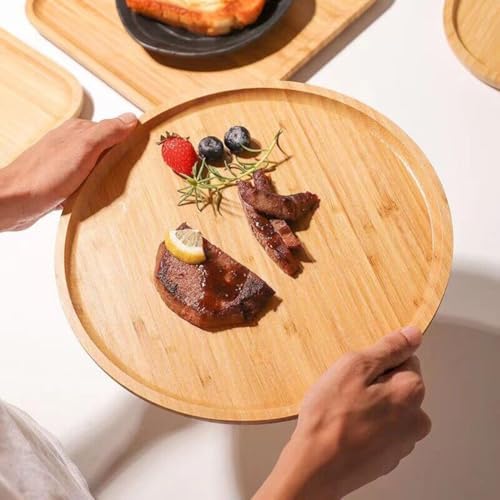 GNSN 15 cm Bamboo Serving Tray for Food Coffee Snacks Candles
