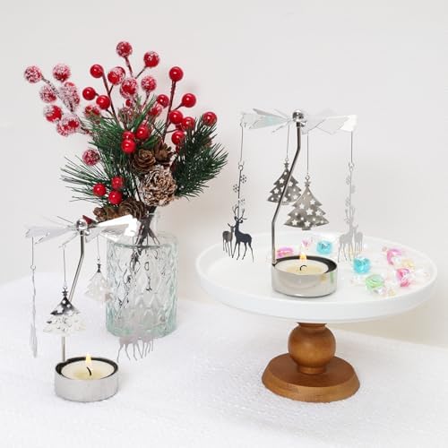 Heliltd 2pcs Spinning Christmas Candle Holder 1