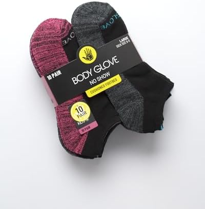 Body Glove Girls 10 Pack No Show Ankle Socks