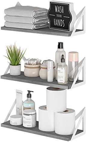 Wallniture Minori Gray Floating Shelves Set of 3 1