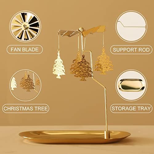 Creahaus Gold Carousel Candle Spinner with Tray