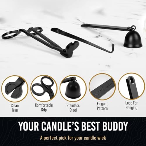Craft911 3 in 1 Candle Snuffer and Wick Trimmer Kit Black