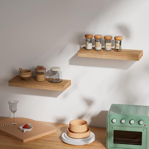 INHABIT UNION 157in Oak Floating Wall Shelves