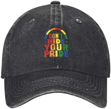 Dont Hide Your Pride Washed Denim Baseball Cap For Men Women