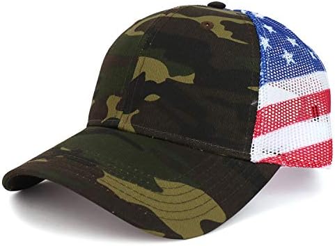 Armycrew American Flag Mesh Trucker Cap