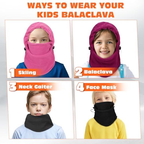Thickened Kids Ski Mask Winter Hat with Adjustable Drawstring