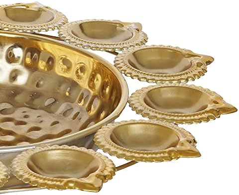 Sharvgun Diya Shape Flower Decorative Urli Bowl