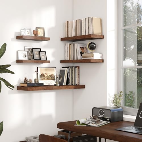 Heimlove Floating Shelves 16 Inch Set of 2 Brown 1
