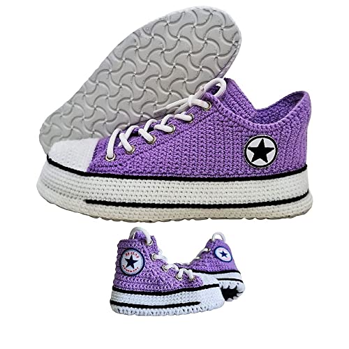Purple Matching Family Slippers Organic Cotton Boots Sneakers Socks