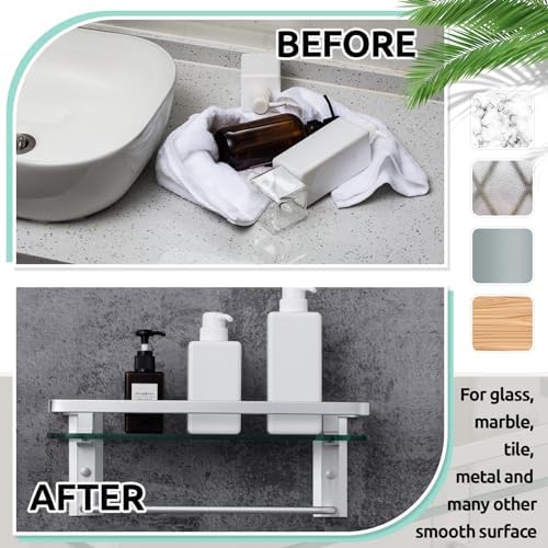 Suzile 2-Pcs Floating Glass Bathroom Shelf with Towel Bar