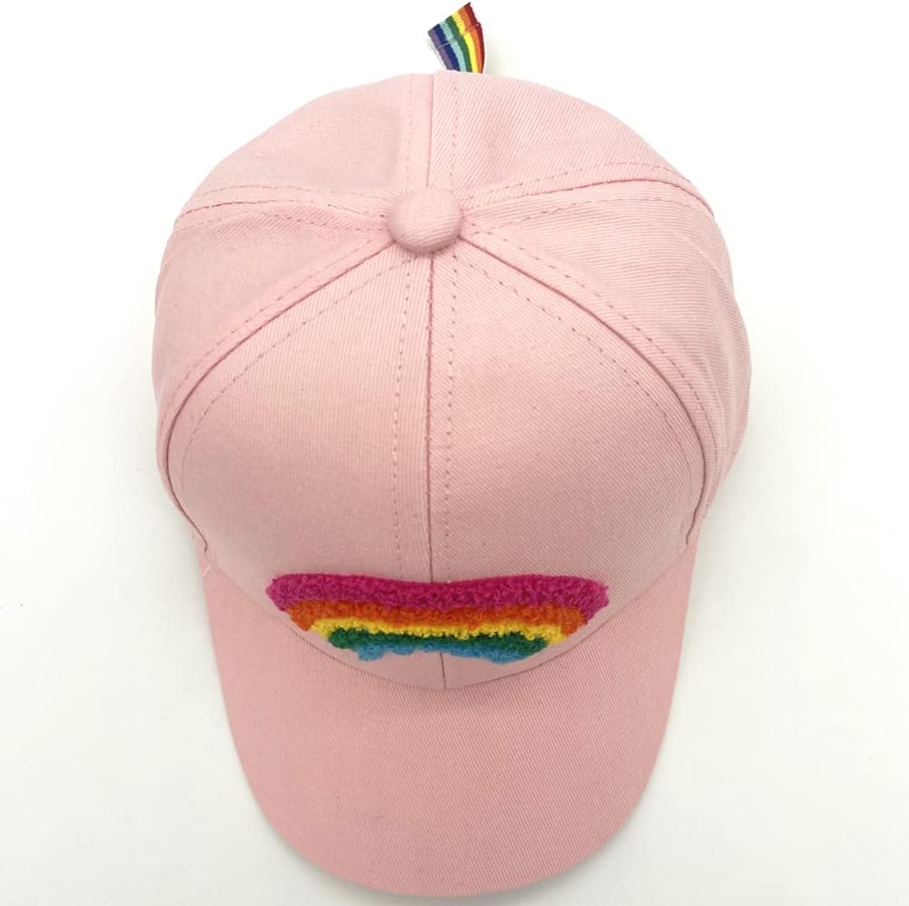 Julerwoo Kids Girls Pink Baseball Cap with Unicorn Rainbow Embroidery