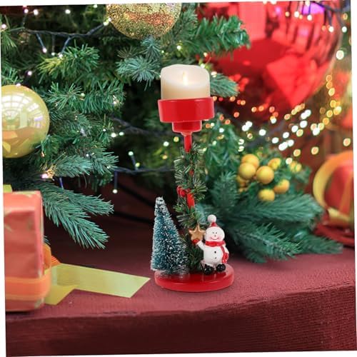 Christmas Candle Stand with Snowman Decor